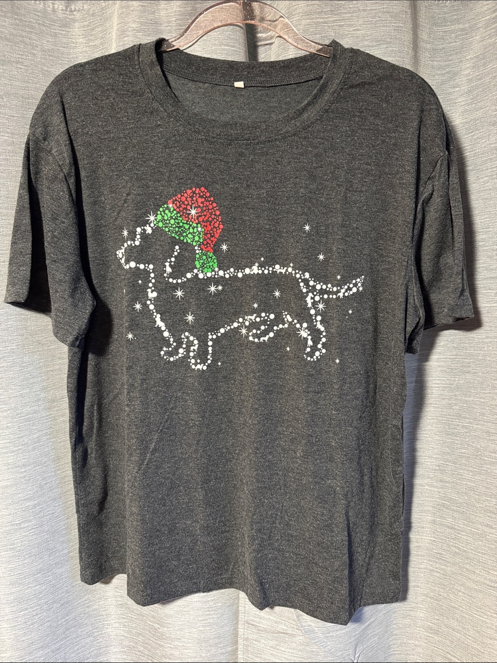 Unbranded Charcoal Short Sleeve Tee with Festive Dachshund Graphic